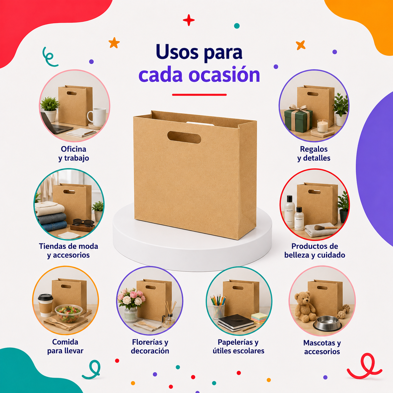 Bolsa Kraft Troquelada Boutique Mediana (12 piezas)