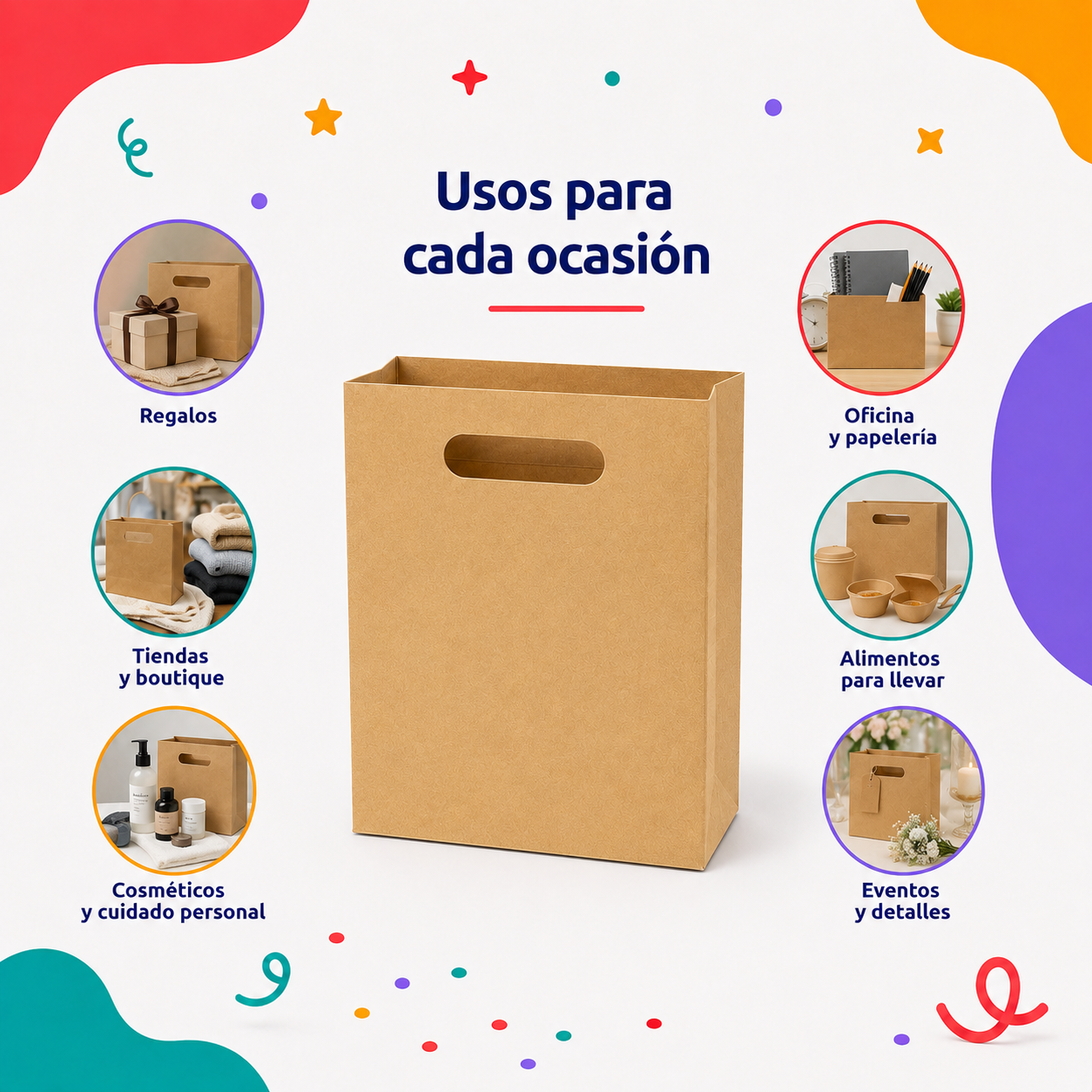 Bolsa Kraft Troquelada Chica (12 piezas)