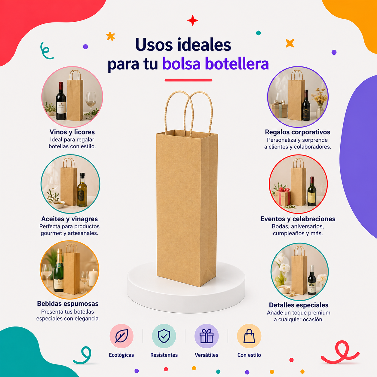 Bolsa Kraft Botellera (12 piezas)