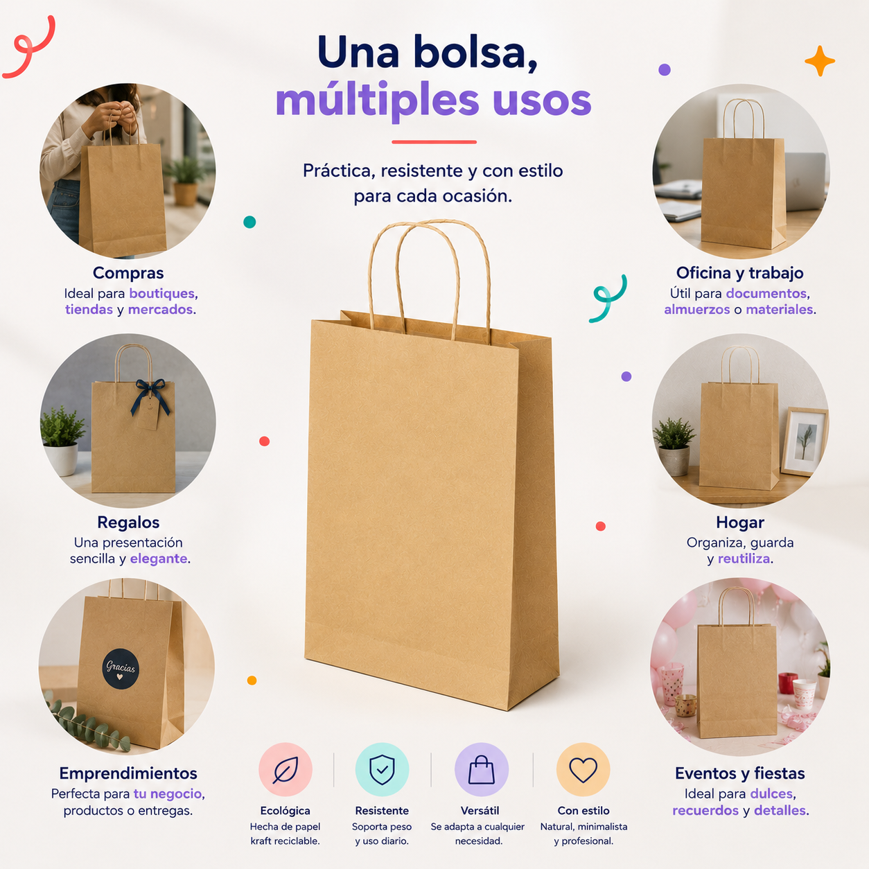 Bolsa Kraft Mediana (12 piezas)