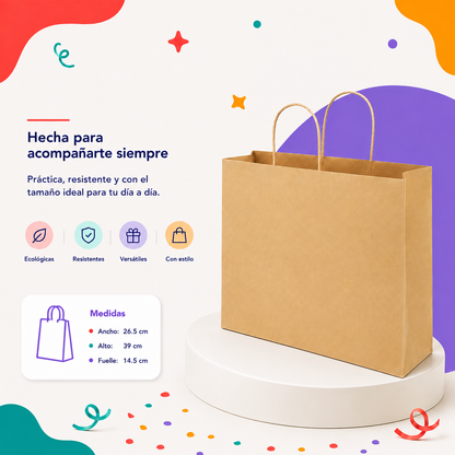 Bolsa Kraft Boutique Grande (12 piezas)