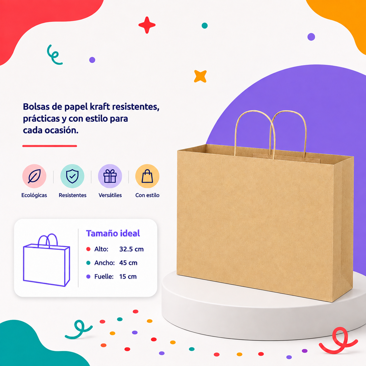 Bolsa Kraft Boutique Jumbo (12 piezas)