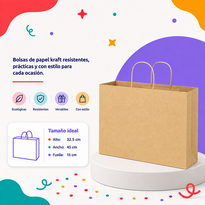 Bolsa Kraft Boutique Jumbo (12 piezas)