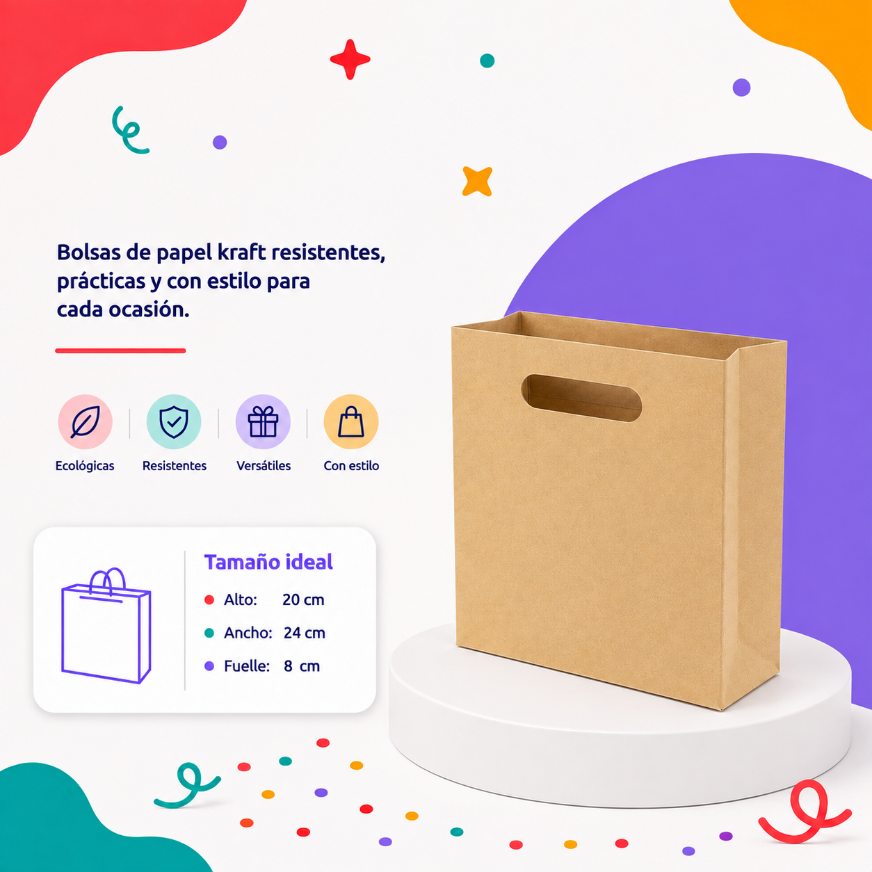 Bolsa Kraft Troquelada Chica (12 piezas)