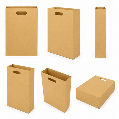 Bolsa Kraft Troquelada Grande (12 piezas)