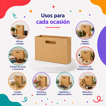Bolsa Kraft Troquelada Boutique Chica (12 piezas)