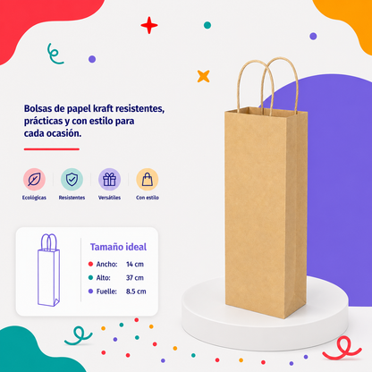Bolsa Kraft Botellera (12 piezas)