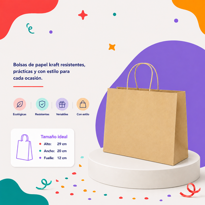 Bolsa Kraft Boutique Mediana (12 piezas)
