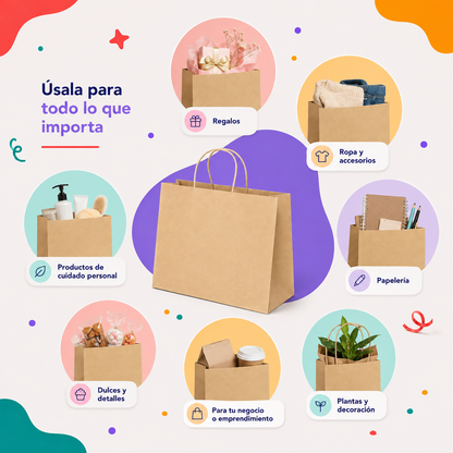 Bolsa Kraft Boutique Mediana (12 piezas)