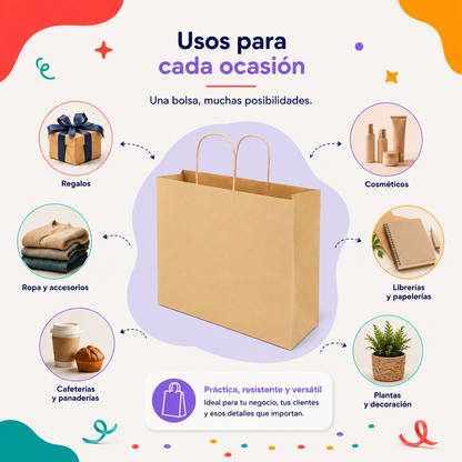Bolsa Kraft Boutique Grande (12 piezas)