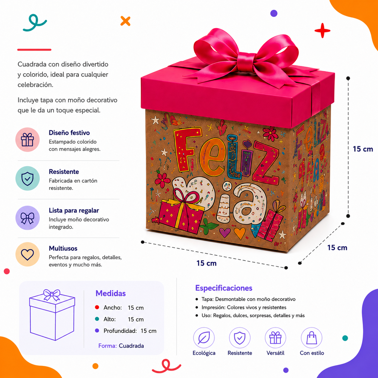 Caja Cubo Chica Armable (4 piezas)
