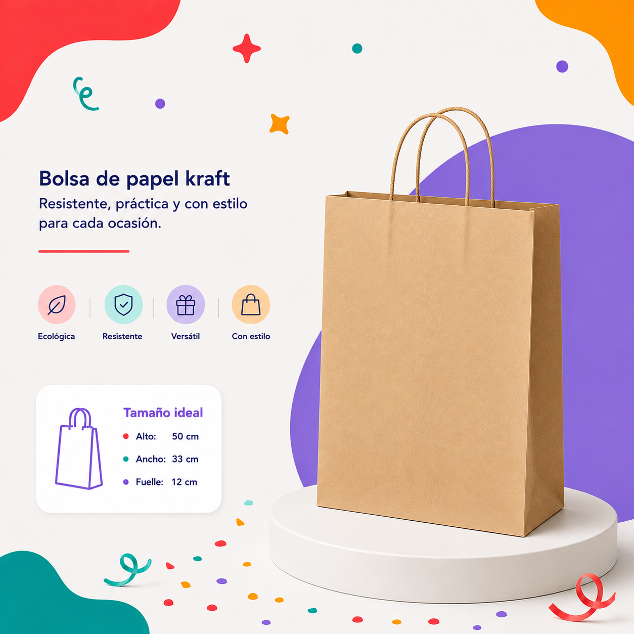 Bolsa Kraft Jumbo (12 piezas)