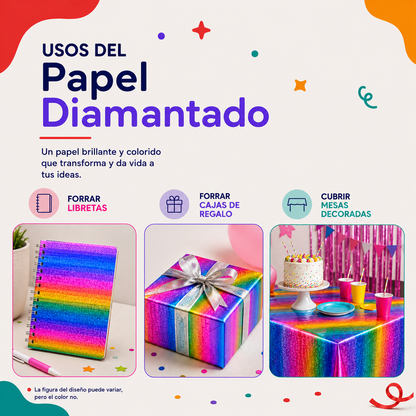 Papel Diamantado Arcoíris (10 piezas)