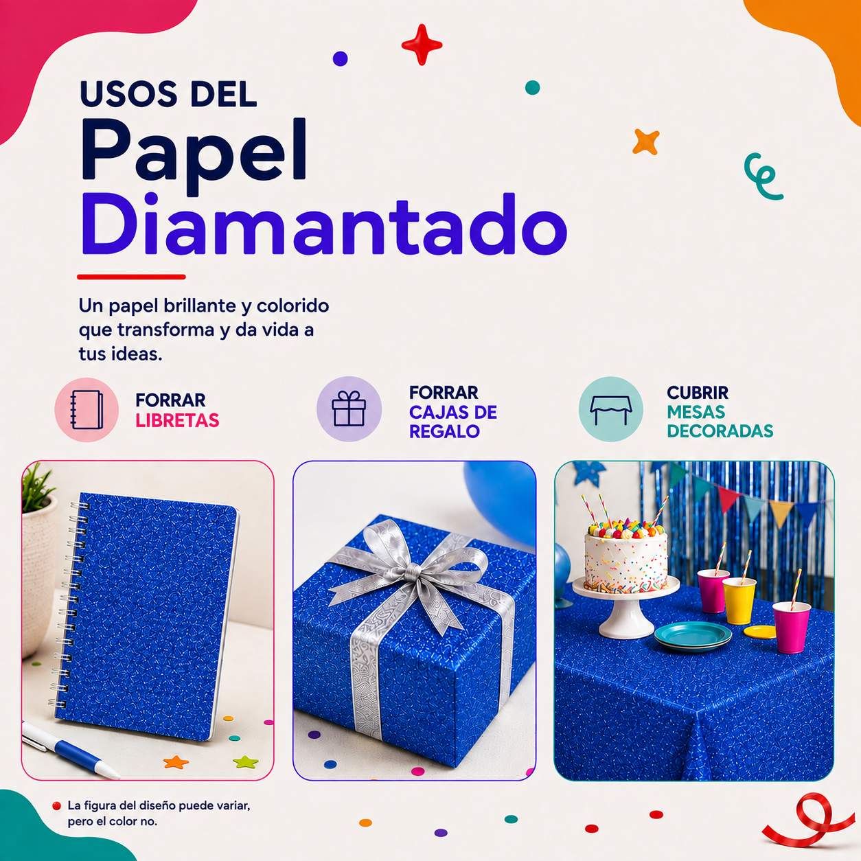 Papel Diamantado Azul Rey (10 piezas)