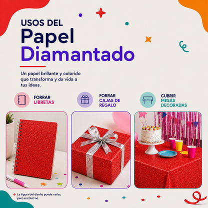 Papel Diamantado Rojo (10 piezas)