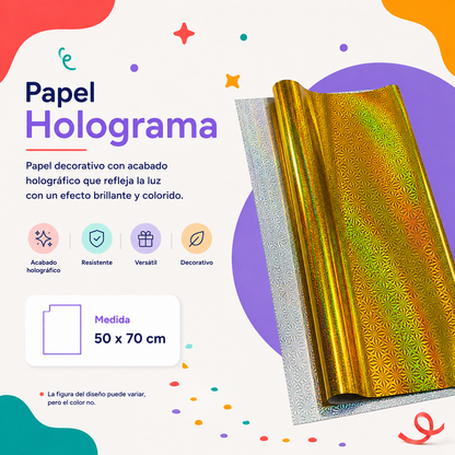 Papel Holograma Dorado (10 piezas)