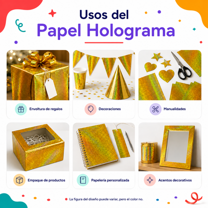 Papel Holograma Dorado (10 piezas)