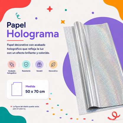 Papel Holograma Plateado (10 piezas)