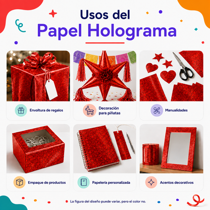 Papel Holograma Rojo (10 piezas)